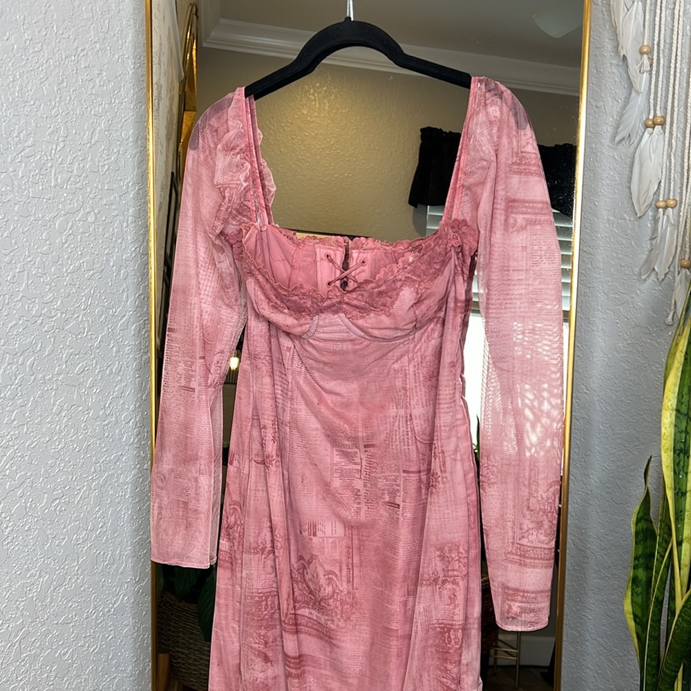 House of CB 'Seraphina' Pink Print Corset dress NWOT - Picture 9 of 11
